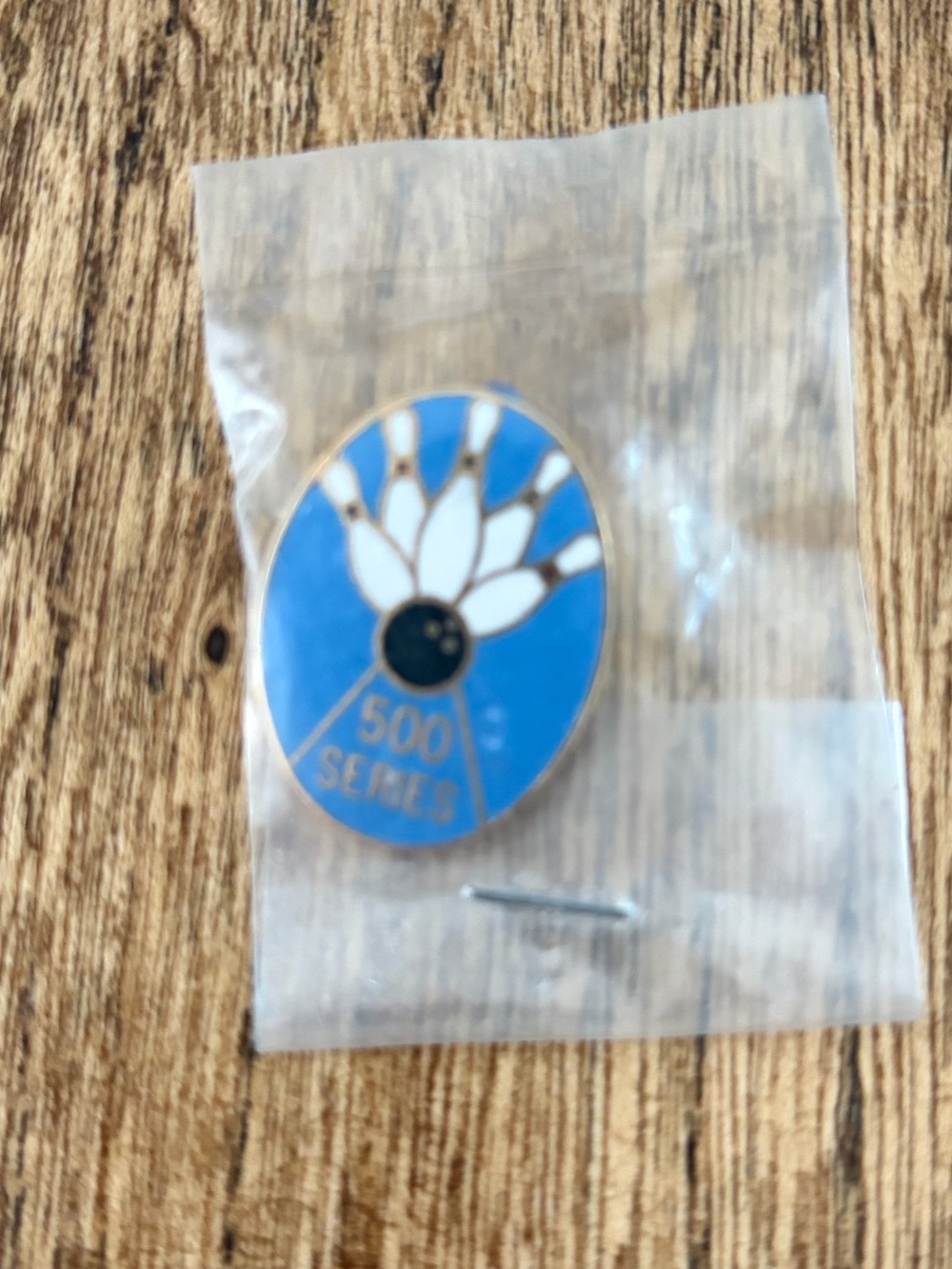 Vintage 500 Series Bowling Award Lapel Pin Brooch Blue Enamel Gold Tone